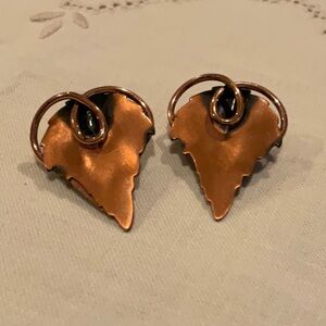 Vintage Renoir Copper Leaf Clip On Earrings 1950’s